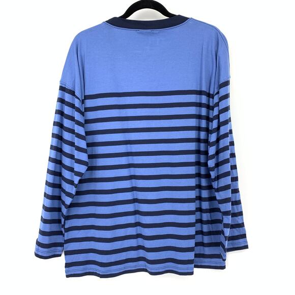 J.Crew Essential Wide Sleeve T-Shirt Womens Sz Medium Blue Two Tone Striped NEW - Picture 2 of 7